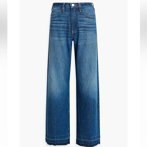 Women’s Frame mosaic high waist raw hem wide leg le palazzo jeans size 25, NWT - Picture 1 of 15